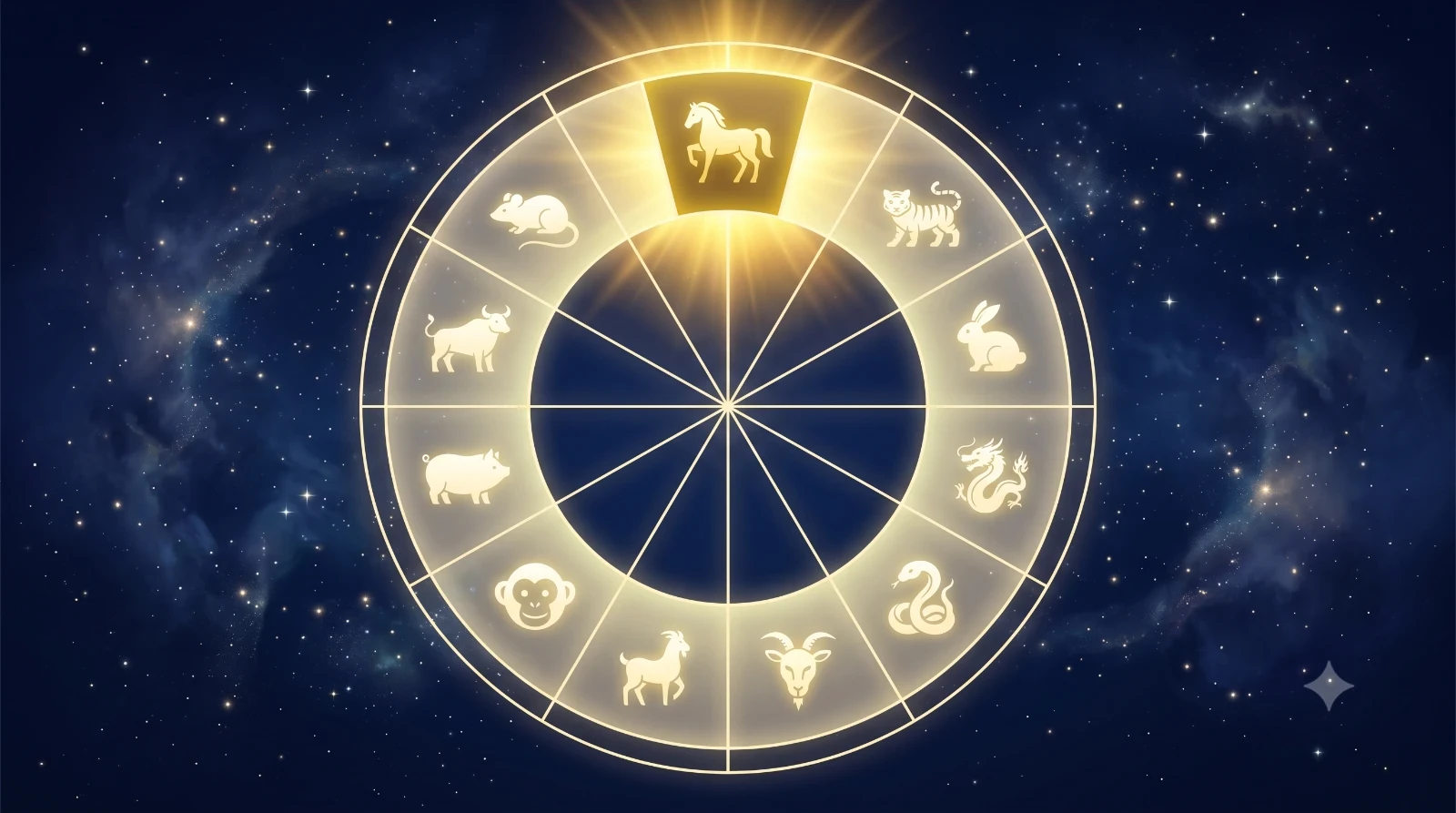 Vong tron 12 cung phat sang voi mot cung duoc lam noi bat bang anh sang vang kim dam hon, tuong trung cho dai han hien tai