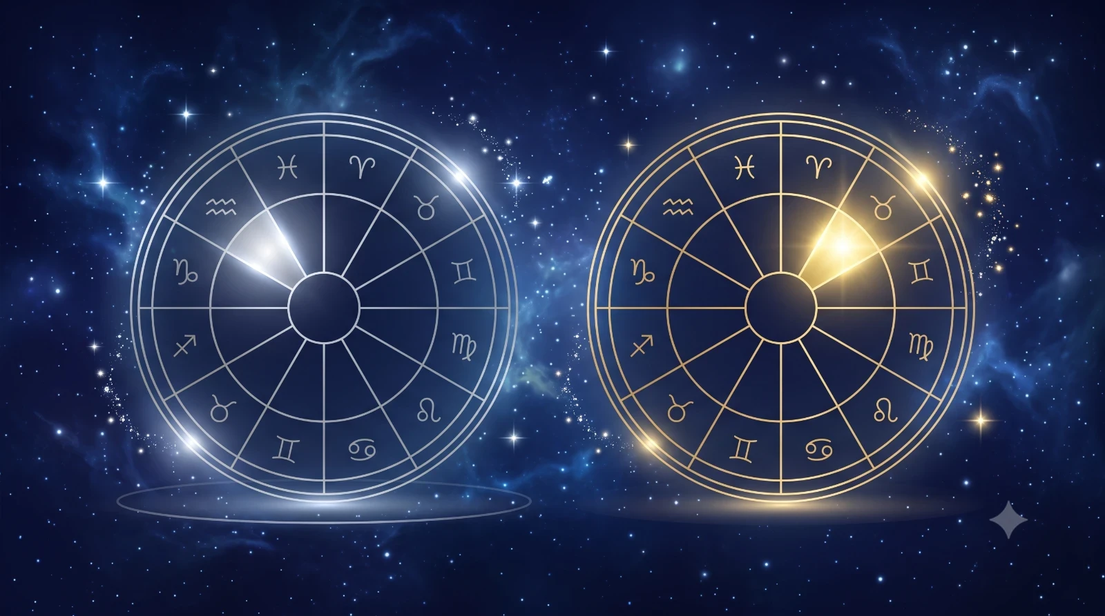 Hai vong tron 12 cung dat canh nhau, mot vong danh dau mot cung theo huong nam nu khac nhau, vong con lai danh dau mot cung co dinh giong nhau cho moi nguoi, tuong trung cho su khac biet giua Tieu Han va cung luu nien