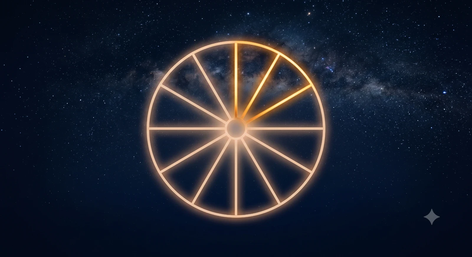 Mot vong tron anh sang the hien chu ky 60 nam, trong do hai diem lien tiep duoc noi voi nhau bang mot cung sang mau cam vang, tuong trung cho hai nam Giap Tuat va At Hoi cung mang ban menh Son Dau Hoa